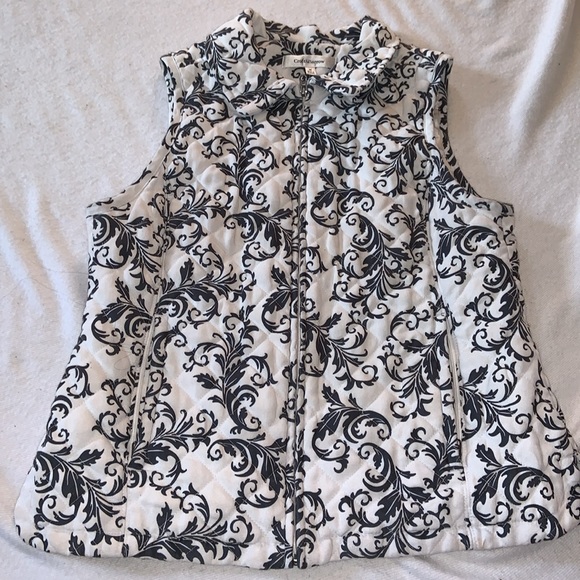 croft & barrow Jackets & Blazers - Croft & Barrow riding vest white with gray leaves scroll design size medium